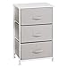 mDesign Vertical Dresser Storage Tower - Sturdy Steel Frame, Wood Top, Easy Pull Fabric Bins - Organizer Unit for Bedroom, Hallway, Entryway, Closets - Chevron Print - 3 Drawers, Taupe/Natural/White