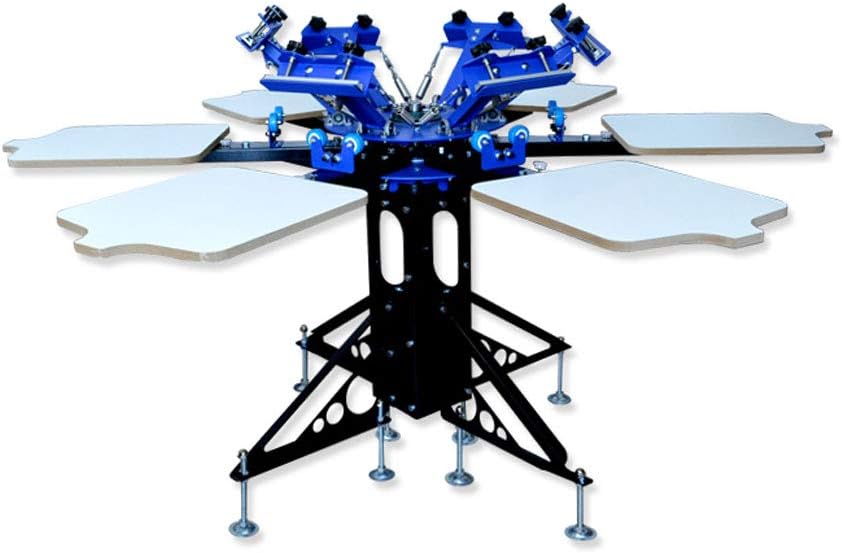POVPKICI 6 Color 6 Station Manual Screen Printing Machine Rotary Silk Screen Printing Press in US Stock