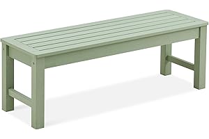 Psilvam Outdoor Bench, Two Person Poly Lumber Porch Bench, Weatherproof Garden Bench That Never Rot and Fade, All-Weather Patio Bench Suit for Garden, Porch, and Park (Green)