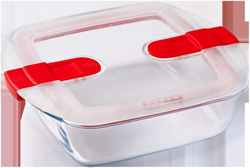 Cook & Heat Cook & Heat – Juego de 3 alimentos cuadrados de cristal 1 L con tapa hermética especial para microondas – Cajas de conservación