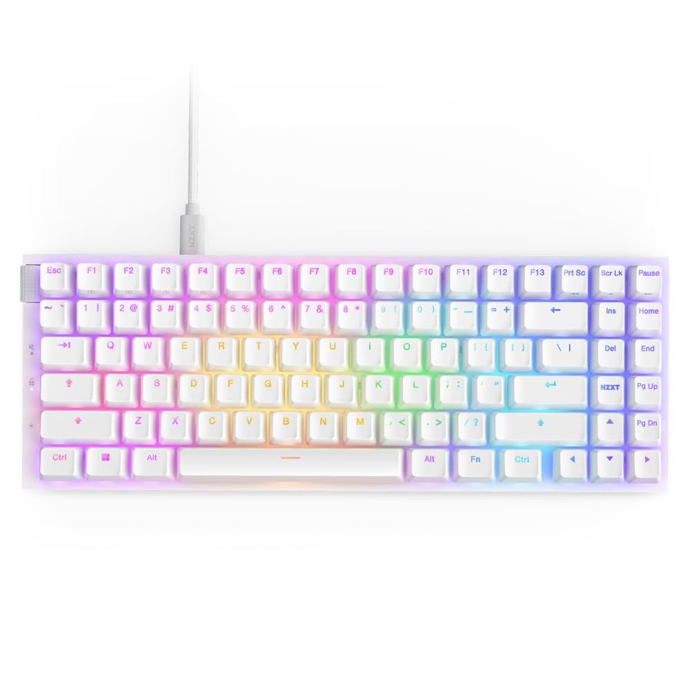 Photo 1 of NZXT Function 2 MiniTKL Wired Tenkeyless Optical Gaming Keyboard - 8K Polling Rate - Linear Optical Switches - Adjustable Actuation - Double-Shot PBT Keycaps - RGB - Hot-Swappable - White