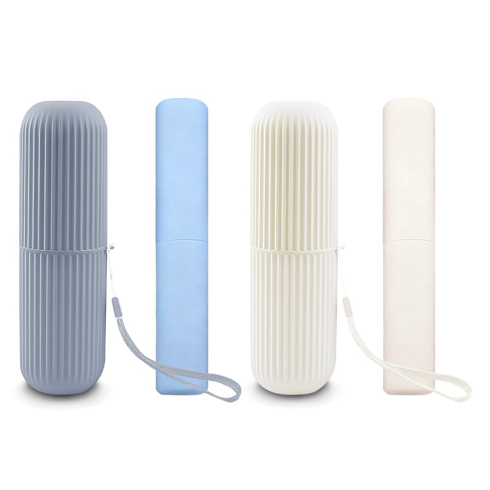 XINGSUI 4PCS Travel Toothbrush Case, Portable Toothbrush Case, Toothpaste Holder Carrier,for Business Camping Travel or Daily Use
