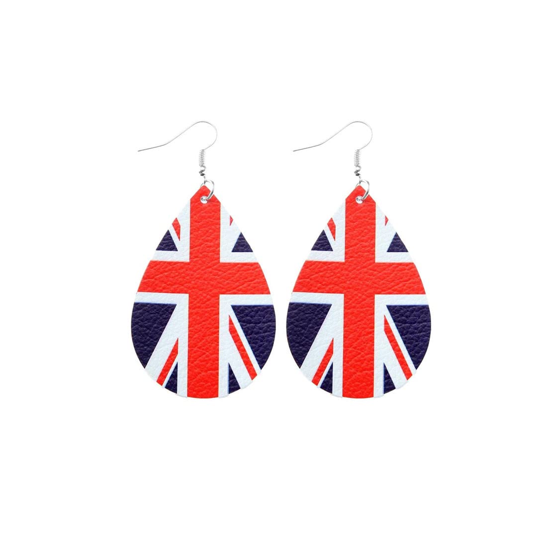 GAUEIOUR Union Jack Flag Earrings,Platinum Jubilee Celebration 70th Anniversary Decorative Earrings,French Hook Drop Earrings,Leather Patriotic Jewelry,Fashion Party Ladies Decorations