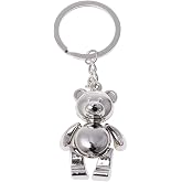 Saccgt Metal Movable Bear Keychain Nice Car for Key Ring Fashion 3D Animal Keyring Lucky Charm Hanging Pendant Gift for Men &amp; W Alloy