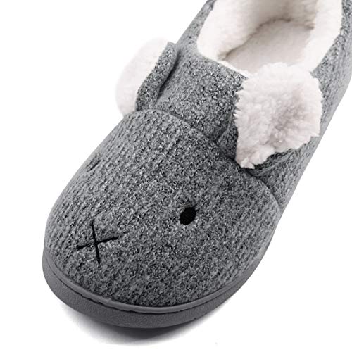 Neeseelily Women Comfort Plush Cozy Home Slippers Animal Non Slip Indoor Shoes (6.5-7B(M) US, Dark Grey) - Thumbnail 3