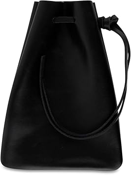 black leather drawstring bag
