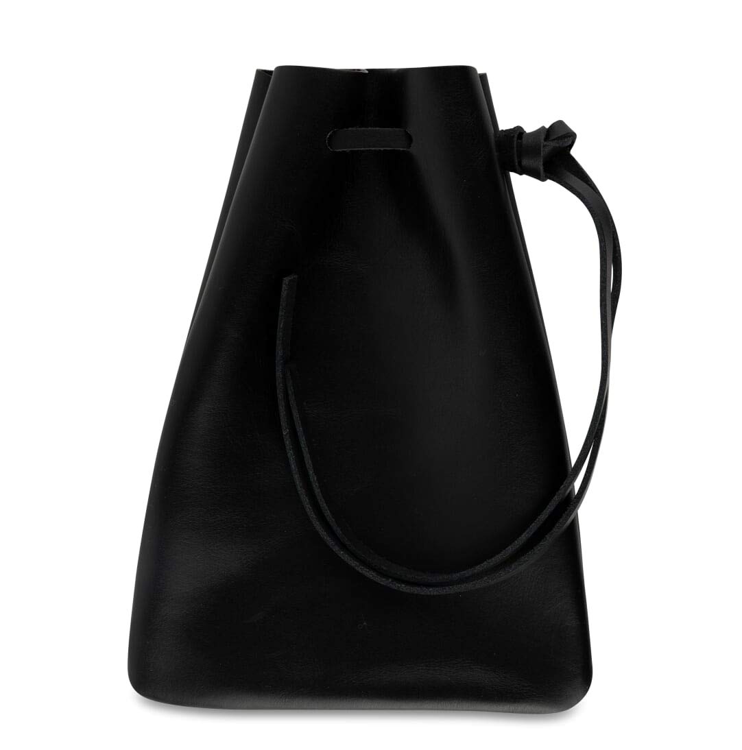 Leather Drawstring Pouch, Coin Bag, Medicine Tobacco Pouch, Medieval Reenactment Size 20 cm x 15 cm - Made in U.S.A. by Nabob Leather (Large, Black)