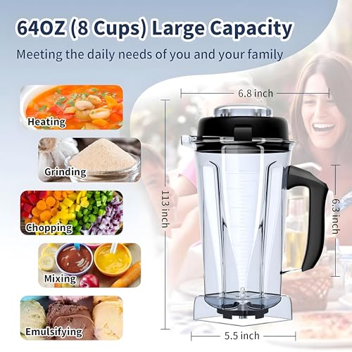 For Vitamix Blender Pitcher 64oz, Replace 5200 5300 6500 7500 Pro200 500 Vita-Prep vm0101 vm0102 E310 320 etc, Perfect Fit for Vitamix Classic/Explorian Series Blender Container Cup