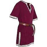 Runcati Mens Medieval Costume Halloween Renaissance Tunic Viking Knight Pirate Warrior LARP Shirts