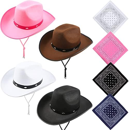 Amazon.com: 4 Set Cowboy Hats Party Costume Faux Suede Hat  display picture 1