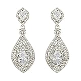 EVER FAITH Women's CZ Austrian Crystal Elegant 2 Teardrop Pierced Dangle Earrings Silver-Tone