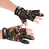 Sougayilang 3 Low-cut Fingers Skidproof Fishing Gloves Anti Slip Fishing Rod Tackle Gloves Outdoor Sports (Camouflage)