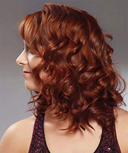 Summer 2 Style Short Hair Wigs For Women, Upgrade Of Fox Red Curly Synthetic Hair Wigs With Bangs (Red Brown) - Thumbnail 7