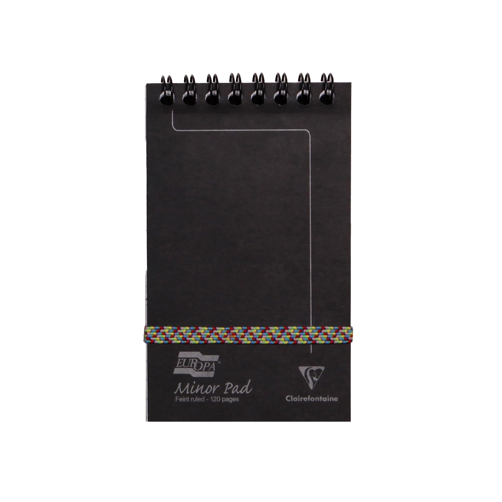 Clairefontaine 3012Z - One Minor Pad Europa Black Spiral Pad - Dimensions: 7.6x12.2 cm - 120 Detachable Lined Pages - 90 g White Paper - Glossy Card Covers