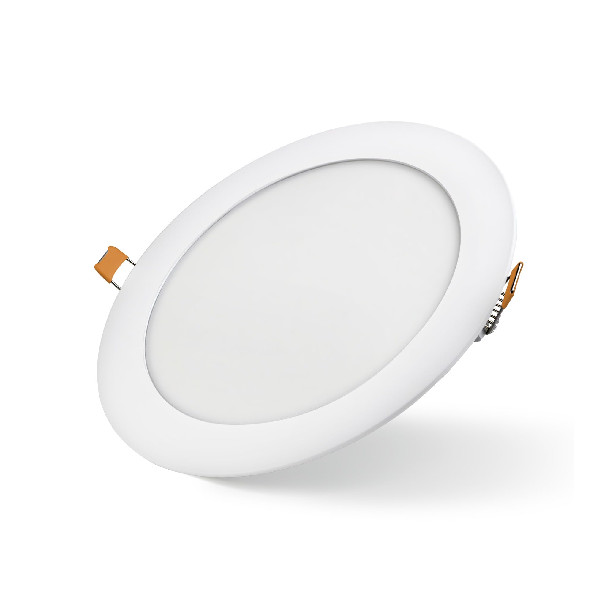Bright Source LED Round Panel Downlight, Slimline Recessed Ceiling Spotlight, White Trim, 15W, 1200lm, 3CCT Adjustable Colour 3000K 4000K 6000K, IP20, 171mm Cutout
