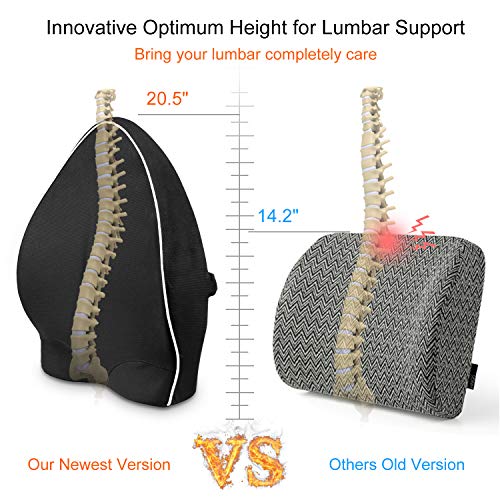 Lumbar Support Back Cushion,Back Pillow for Office Chair and Car Seat,Ergonomic Lumbar Support Pillow Memory Foam Orthopedic Backrest for Couch Sofa Reading Lower Sciatica with Adjustable Straps