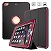 DUNNO Case Compatible with iPad 6th/5th Generation 9.7-Inch 2017/2018, Three Layer Heavy Duty Full Protection Case with [Auto Sleep/Wake] Stand Design for iPad 5/6 Generation (Black+Rose)