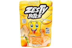 Zesty Bitez Sour Gummy Belt Squares, Sweet and Tangy Candy Strips, 4.2 oz Resealable Bag (Mango)