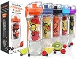 Live Infinitely 32 oz. Infuser Water Bottles - Featuring First Ever Gel Freezer Ball Infusion Rod, Flip Top Lid, Larger Dual Hand Grips & Recipe Ebook Gift (Orange Polar Edition, 32 Ounce)