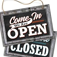 Bigtime Signs Open Closed Sign for Business Door - Reversible Double Sided with Rope for Hanging - Come In We