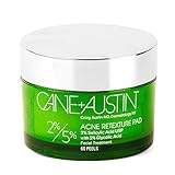 CANE + AUSTIN Acne Retexture Pad, 2% Salicylic/5% Glycolic Acid Exfoliating Face Peel, Daily Resurfacing Treatment, 60 pads