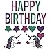 VictoryStore Unicorn Birthday Yard Decoration, Glitter Print Happy Birthday Letters, 21pcs, 12358