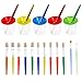 PAXCOO 5 Pcs No Spill Paint Cups with Color Lids and 12 Pcs Painting Brushes