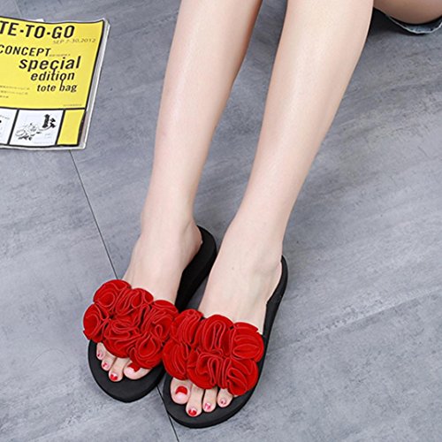 Summer Sandals,Boomboom 2018 Women Teen Girls Flower Summer Sandals Slipper Indoor Outdoor Beach Shoes (US 7, Red)