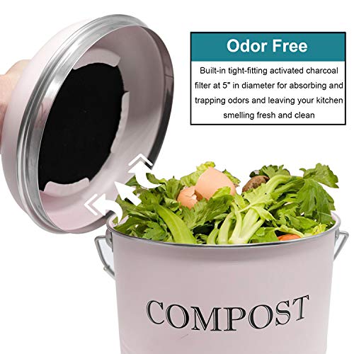 RELIANCER Compost Bin with 8 Free Charcoal Filters 1.3 Gallon 5 Liter