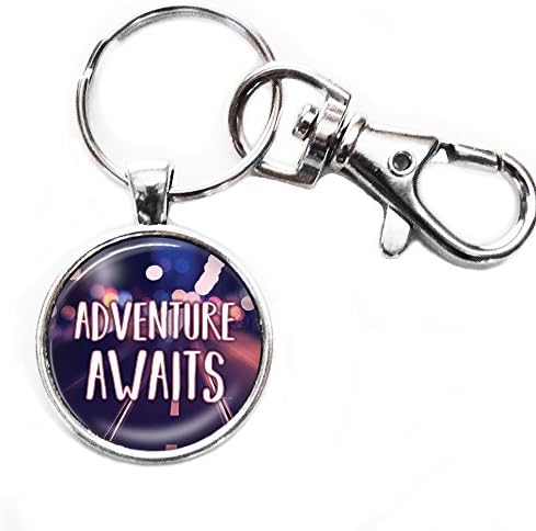 Adventure Awaits Silver Keychain with Lobster Claw