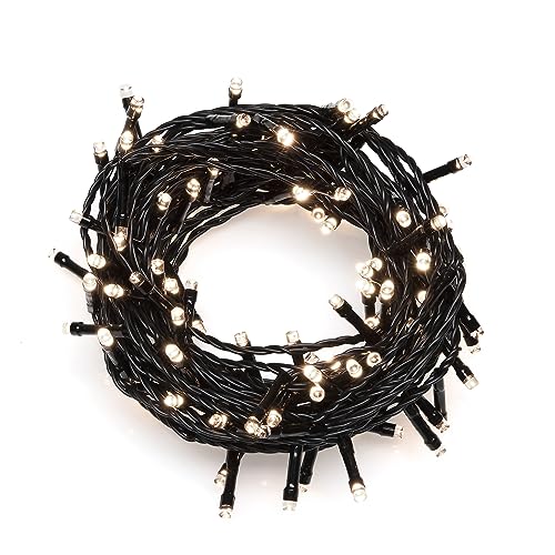Konstsmide Micro LED Lichterkette, 500 warm weiße Dioden, 24V Außentrafo, schwarzes Kabel - 3645-110
