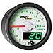 MaxTow Double Vision 60 PSI Turbo Boost Gauge Kit - Includes Electronic Pressure Sensor - White Gauge Face - Green LED Illuminated Dial - Analog & Digital Readouts - for Diesel Trucks - 2-1/16