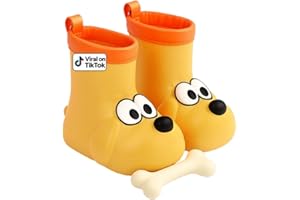 SLIPOLINI Toddler Rain Boots – Premium Kids Rain Boots for Boys & Girls with Non-Slip Soles – Children's EVA Outdoor Shoes - Beige Doggy Paw Design