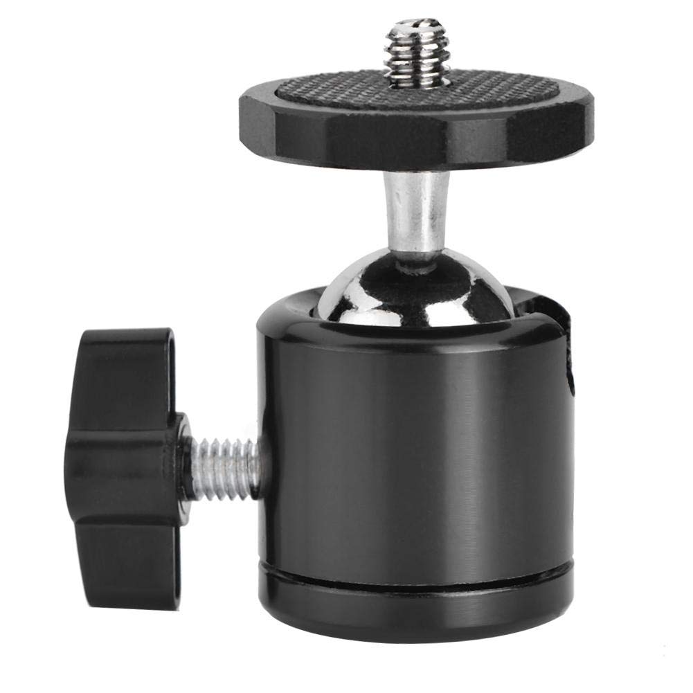 PUSOKEI 360 Swivel Ball Head with 1/4" Screw Rotatable Aluminum Tripod Head for Digital Camera/Compact DSLR/Cell Phone, can Install 90% Micro Projectors on the Market.(Black)