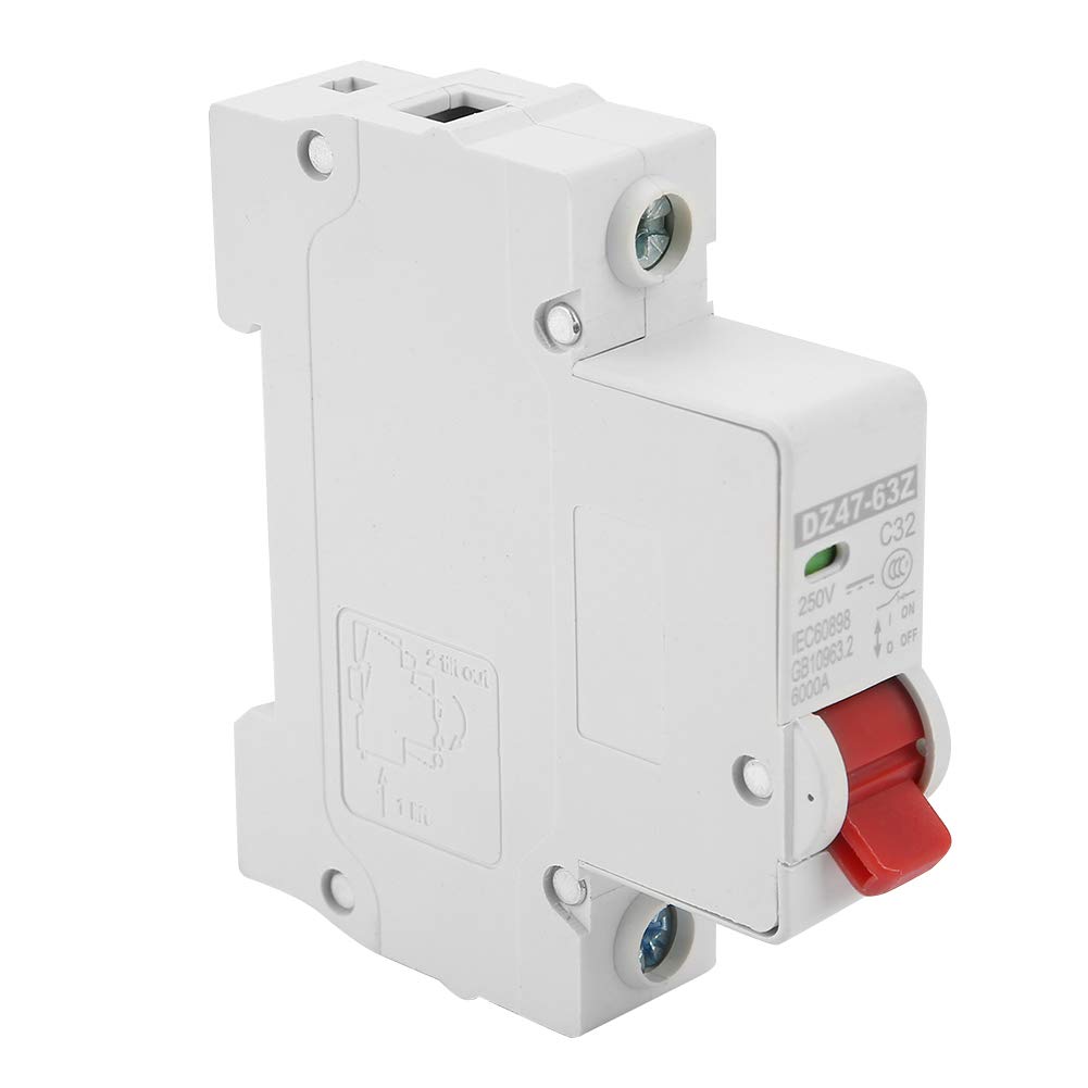 2P DC Mini Circuit Breaker, 500V DZ47-63Z-1P Safety Photovoltaic Protection MCB Air Switch Circuit Breaker Protection for DC Circuit (32A)