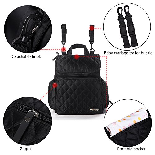 Gavarnie Diaper Backpack Smart Organizer Baby Nappy Bag Backpack with Insulated Pockets,Changing Pad,Stroller Straps,Fashion Lattice Quilted,Water Resistant Travel Daypacks for Women Men,Black