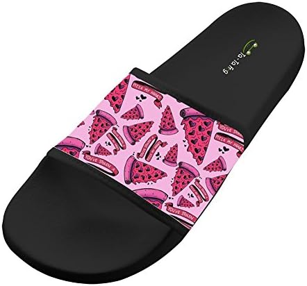 Kifoot Pizza Fashion Non Slip Indoor &amp; Outdoor Slippers Black 14 D(M) US