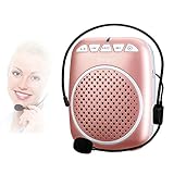 Portable Voice Amplifier, SHIDU S308 Ultra-Clear Rechargeable Amplifiers, Powerful Compact & Comfortable Wired Headset Microphone for Teachers, Kindergarener, Tour Guides, Coaches and More (Rose Gold)