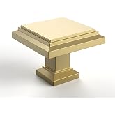 Amerdeco 10 Pack Brushed Gold Cabinet Knobs 1.3" | Single Hole for Dresser Drawers, Bathroom Cabinets ZH0001