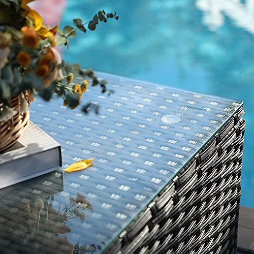 PHI VILLA 77" Wide Outdoor Rattan Sectional Sofa with Cushions Small