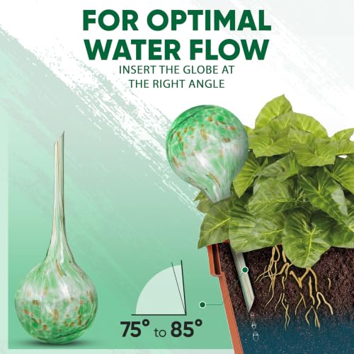 Plant Watering Globes Set of 6 - Small Glass Self Watering Globes for Indoor & Outdoor Plants - Multicolor Passive Watering Devices for Short Term Soil Moisture Support Bulbs