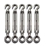 Penta Angel M6 Stainless Steel 304 Hook & Eye Turnbuckle Light Duty Hook Wire Rope Tension (5)
