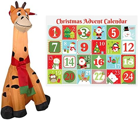 Holiday Shop Christmas Inflatables Outdoor Decoration Advent Calendar Gift Set, Christmas Inflatable Decoration, Outdoor Indoor Decoration, Lawn Christmas Decor (Giraffe)
