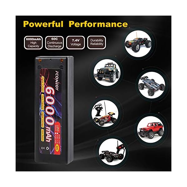 FCONEGY 2S Lipo Akku 7.4V 6000mAh 60C RC LiPo Batterie Wiederaufladbar Lithium Batterien mit 4mm Kugel Deans T Stecker… – Bild 6