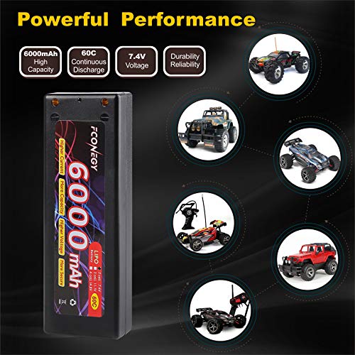 FCONEGY 2S Lipo Akku 7.4V 6000mAh 60C RC LiPo Batterie Wiederaufladbar Lithium Batterien mit 4mm Kugel Deans T Stecker… – Bild 6