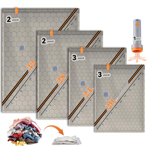 Rechargeable Wireless Pump Travel Storage Bags，10 Pack Storage Bags Vacuum Sealed，Travel & Home Organizer Set, Multi-Size Space-Saving Bags, Suitable Closet Luggage Bedding Clothing Storage