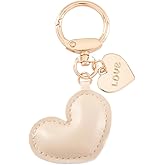 CALFOVERA PU Leather Heart Keychain Ornament Heart Shaped Cute Keyring Pendant Leather Keychain Holder Charms with Ring Clip
