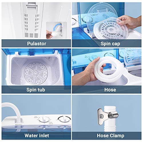 Portable Washing Machine, TACKLIFE 17.6lbs Twin Tub Mini Washing