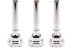 Liyafy 3pcs Silver Plated Trumpet Mouthpiece 3C 5C 7C Trumpet Accessories Parts for Beginners and Professional Players