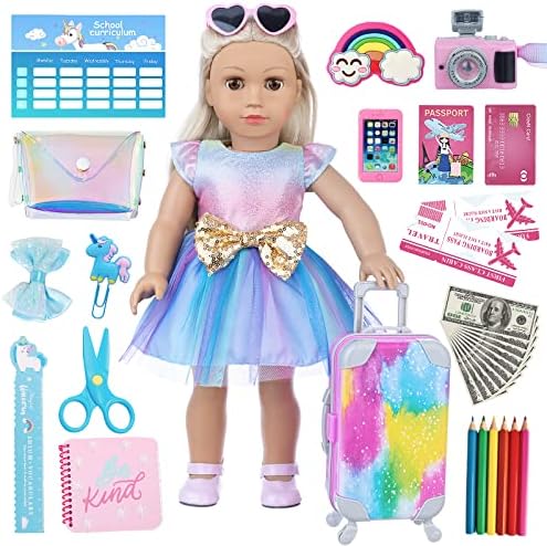 XFEYUE 32 pcs American Doll Clothes and Accessories 18 Inch Doll